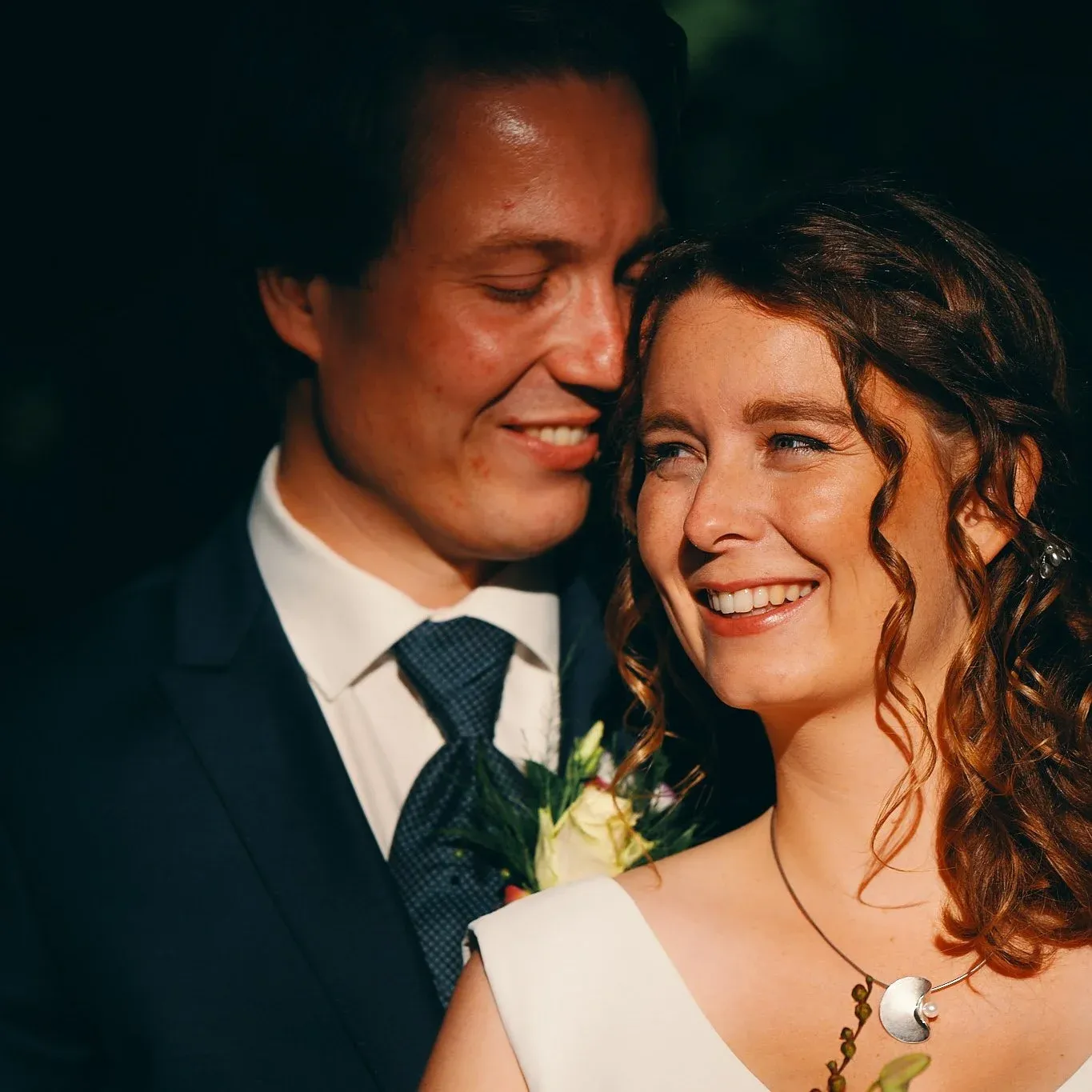 Selma en Antoine op hun trouwdag