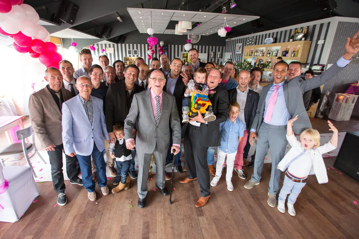Groepsfoto met vrienden in FF Tijd