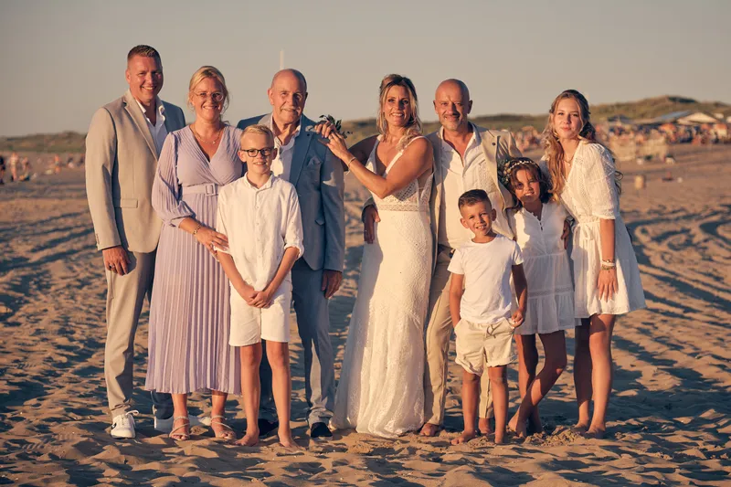Familiefoto op het strand
